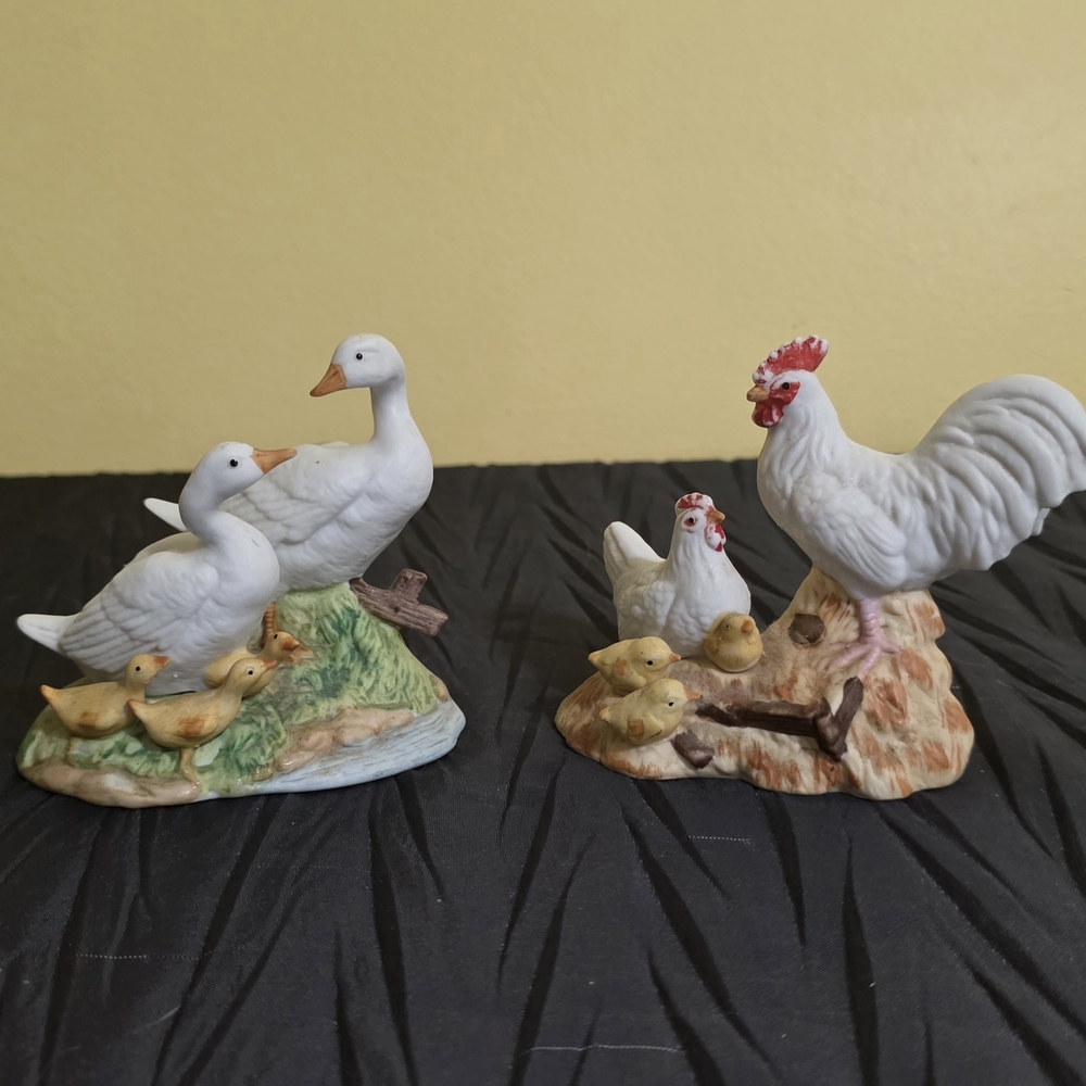 Homco Geese And Rooster Figurines